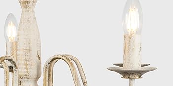  5 Way Flemish Style Ceiling Light Chandelier Fitting in a Shabby Chic Distressed White Finish