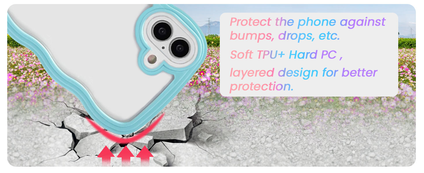 UEEBAI Wave Frame Clear Case for iPhone 16 Plus, Curly