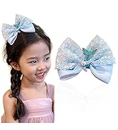 Blue Hair Bow Clips for Girls Sequins Hair Clips for Toddler Cute Hair Bow Clip Star Bow Hair for...