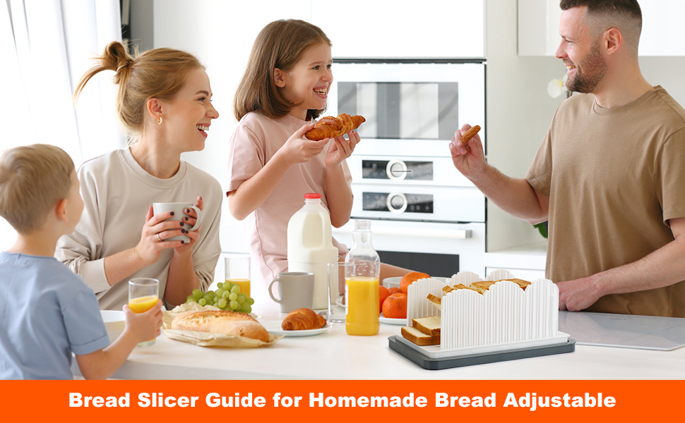 Bread slicing guide with adjustable thickness