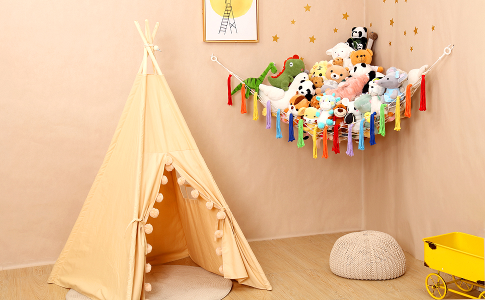 188x145x145cm, iKeelo Toy Storage Hammock for Stuffed Animals, Fits 40