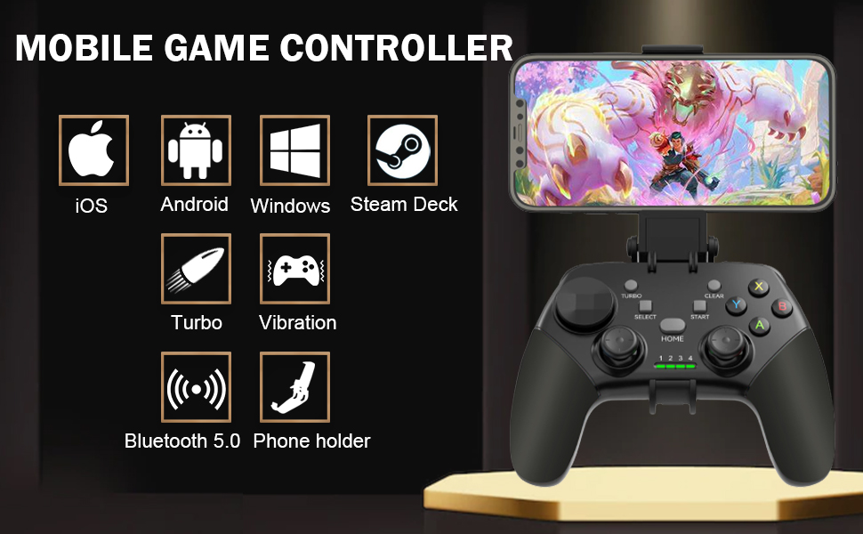 arVin Wireless Game Controller for iPhone, Android, PC, Bluetooth