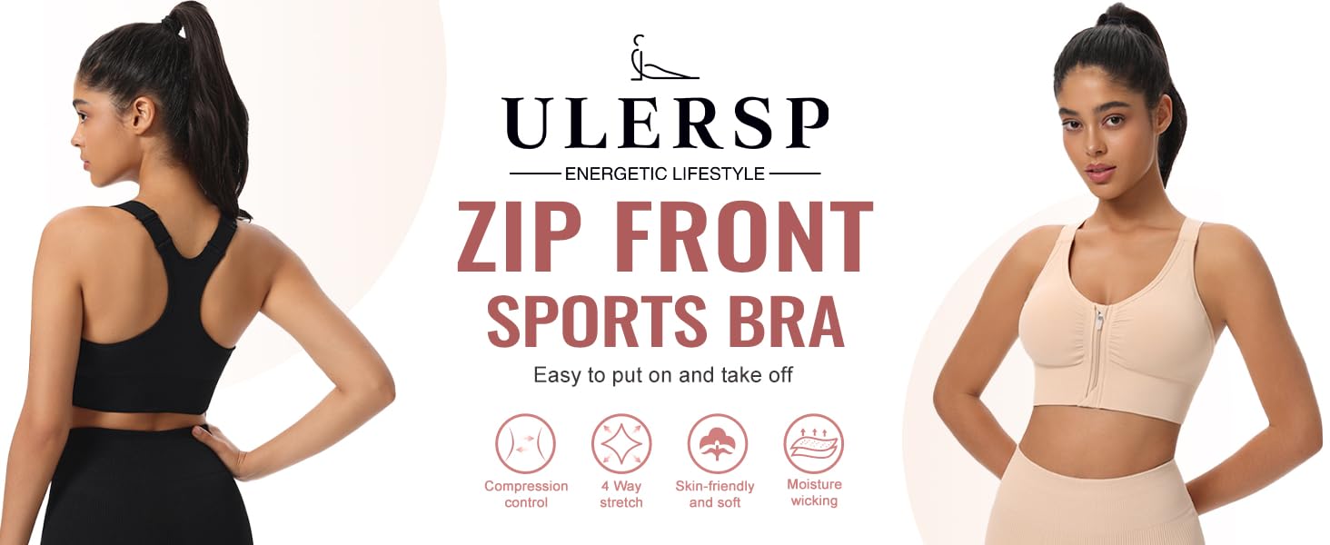zip front sports bra easy to put on and take off