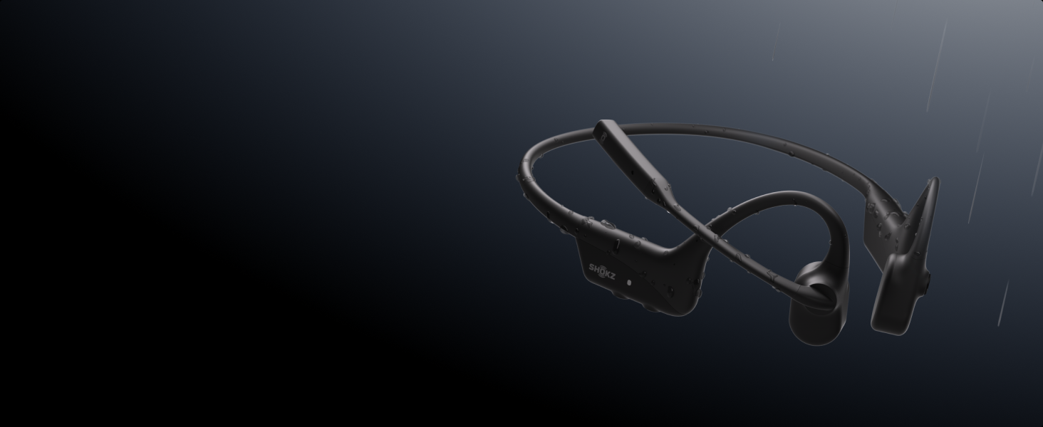 Kabellose Bone Conduction-Kopfhörer mit offenem Ohrdesign, gebogenem Nackenband und eleganter schwarzer Oberfläche