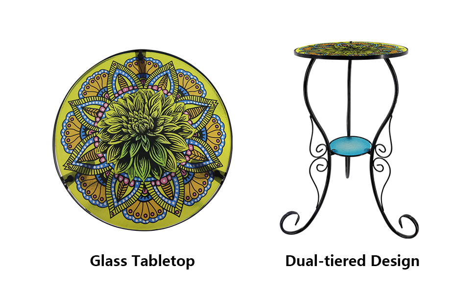 YNGFIL Outdoor Side Table, Round Small Patio Accent Table