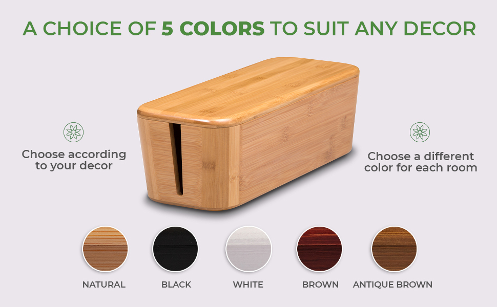 TEYGA Bamboo Large Cable Management Box Under Desk, Cord