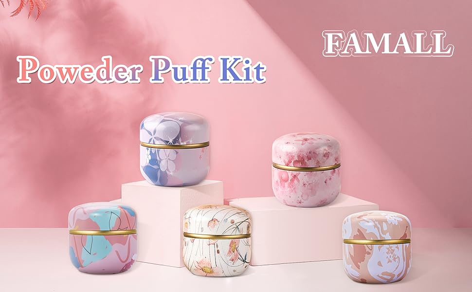 Large Powder Puff for Body Powder with Powder Container, Soft Powder