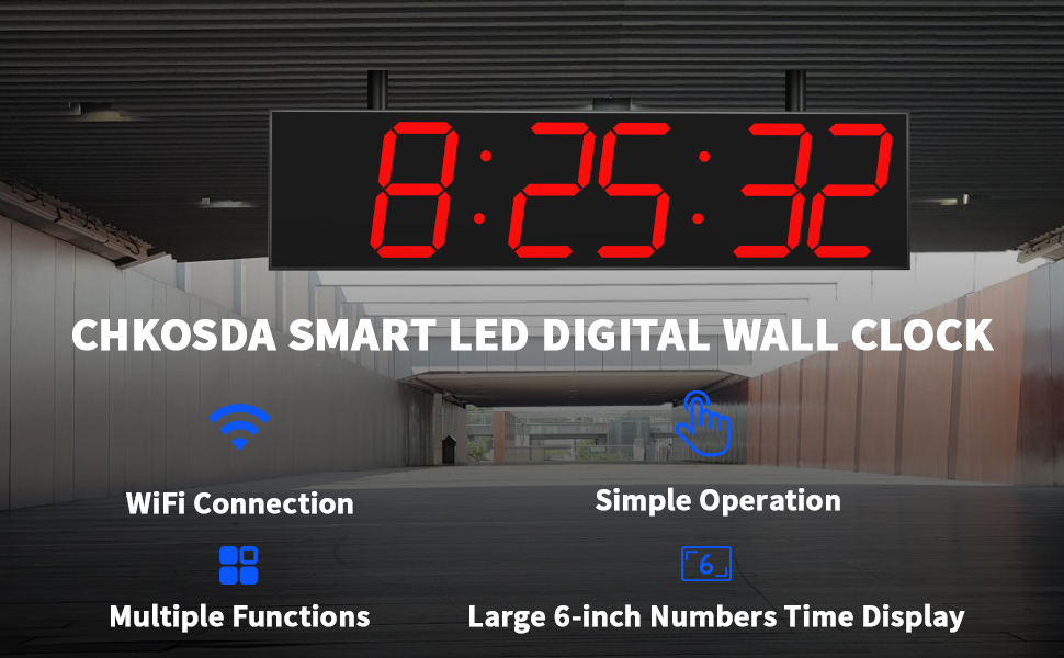 CHKOSDA 27 Inch Large Digital Wall Clock,Gym Timer with APP