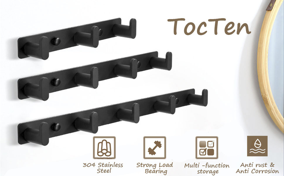 TocTen Coat Rack Wall Mounted Heavy Duty Wall Hooks 304