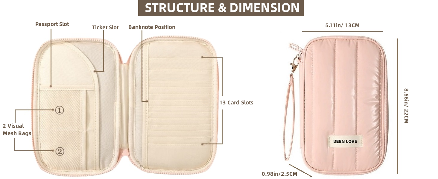 quilted puffer passport holder wallet for women