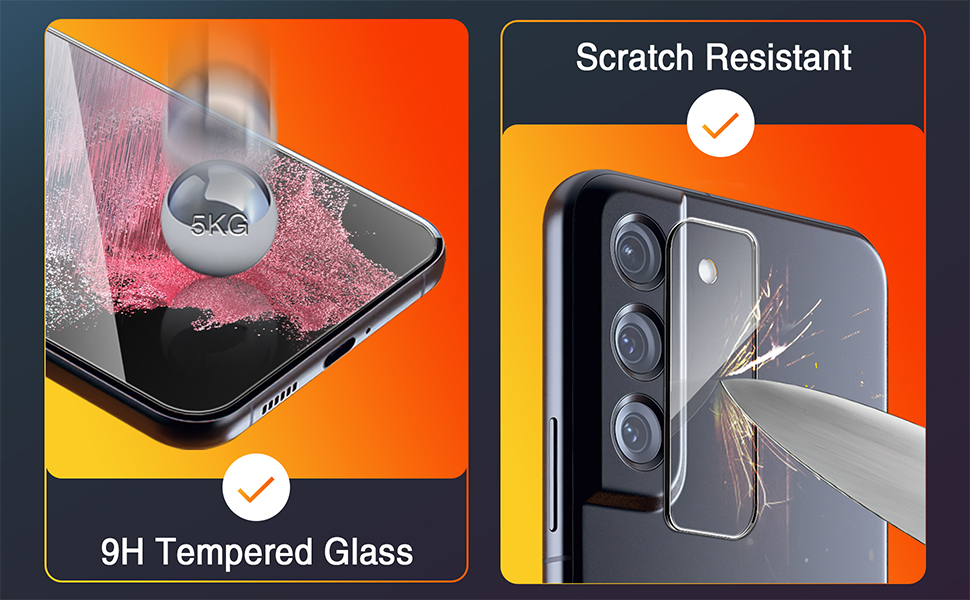 [3+2 Pack] Screen Protector for Samsung Galaxy S22 Plus/S22+Plus 5G, Tempered Glass