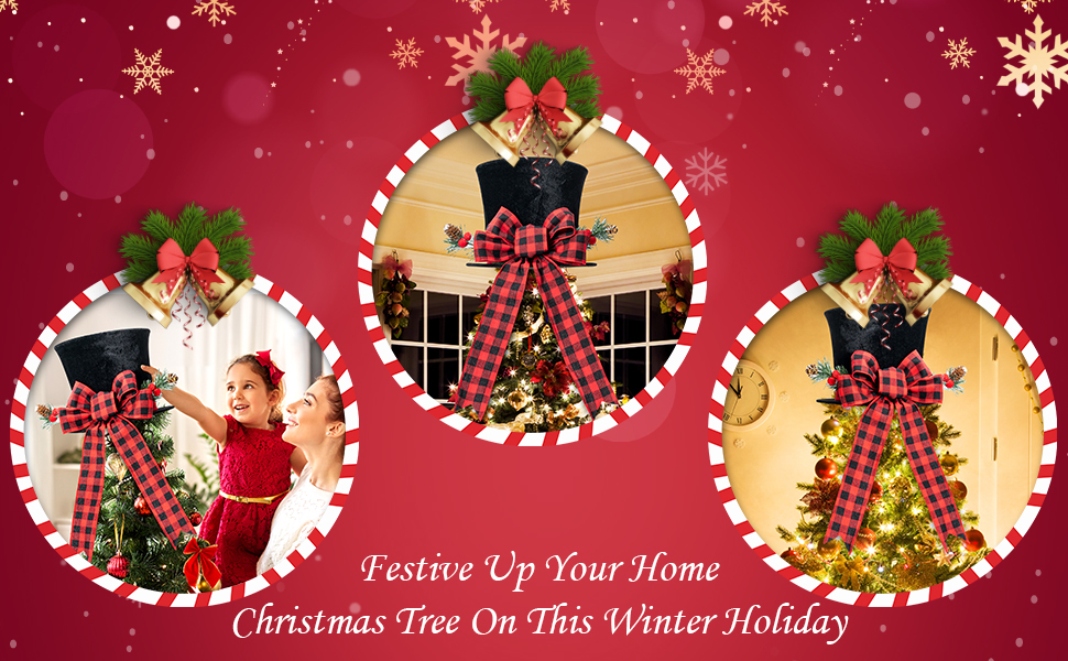 HMASYO Christmas Tree Topper Upgrade Large Black Tree Topper Hat with