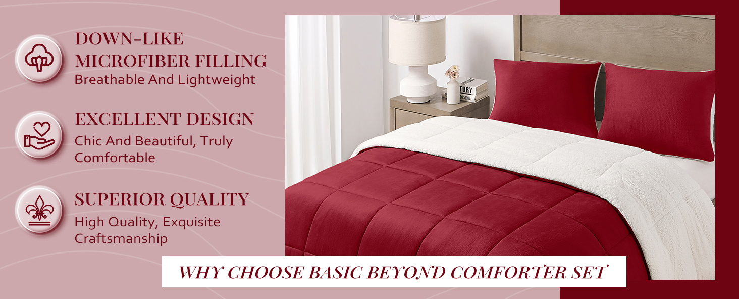 Basic Beyond Twin Comforter Set Micromink Fleece Sherpa