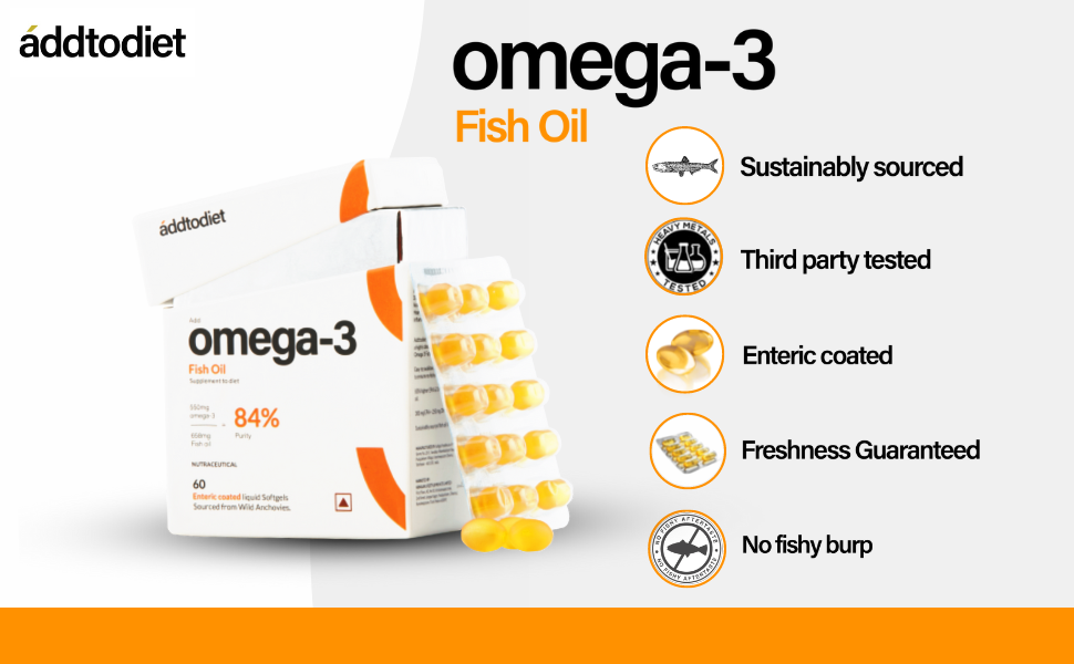 Addtodiet Omega 3 Fish Oil High Strength 84 Purity, Enteric Coated