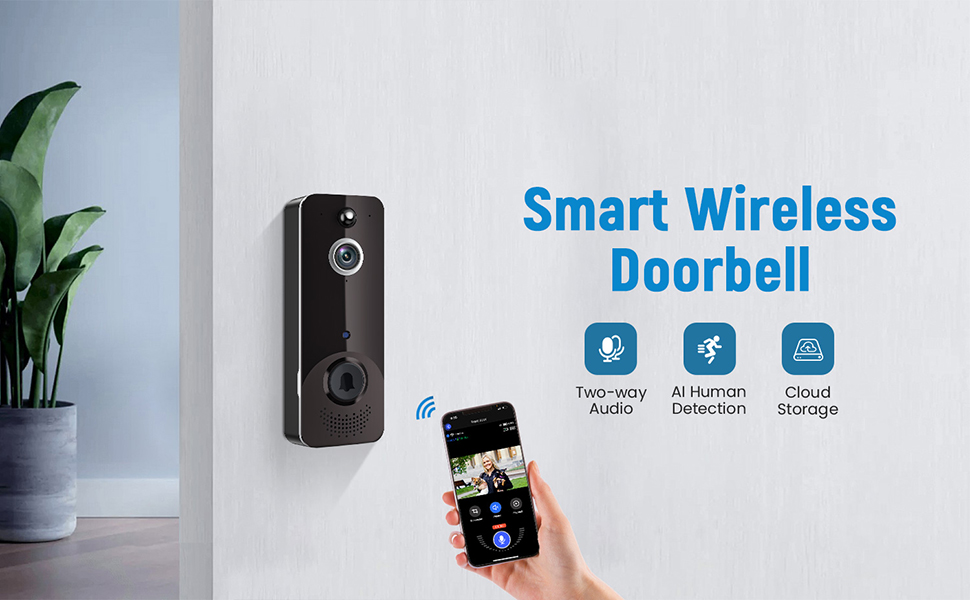 AIWIT Wireless Video Doorbell Cam, Indoor/Outdoor