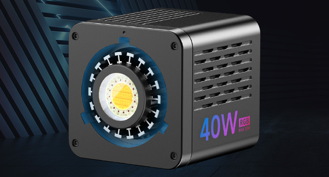 Ulanzi L024 40W RGB COB撮影用ライト八角形ソフトボックス付 Ulanzi L024 40W RGB Portable LED Video Light: Full Color