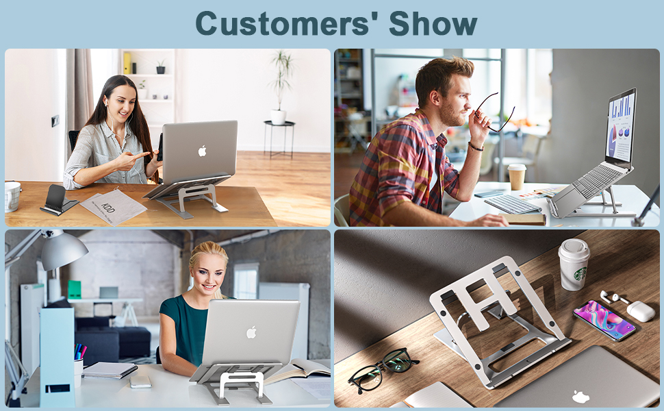 URBAN KINGS Aluminium Laptop Stand for Desk, Adjustable 6 Angle Laptop Riser for Laptops 13" 14" 15.6" inch 117 A