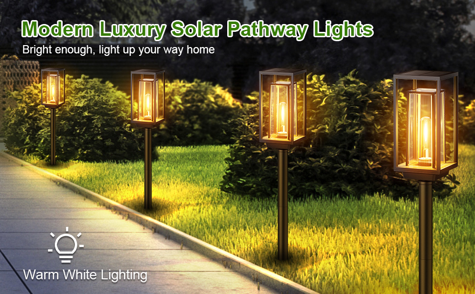 WdtPro Solar Pathway Lights Outdoor, 2X Bigger & Brighter Solar Lights