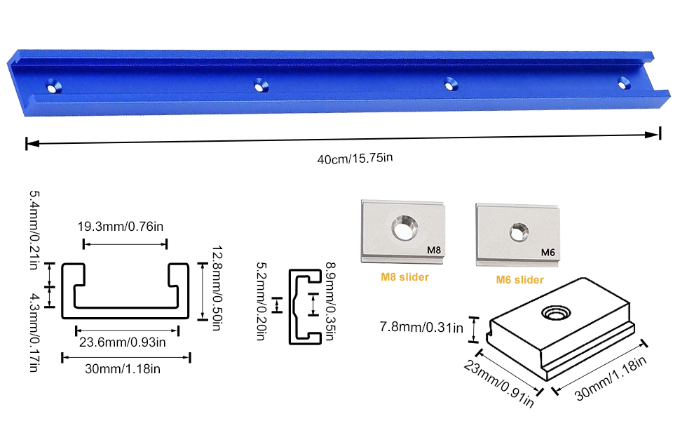 2 Stück 400mm 30 Typ T Track T Slot Aluminiumlegierung TSchiene