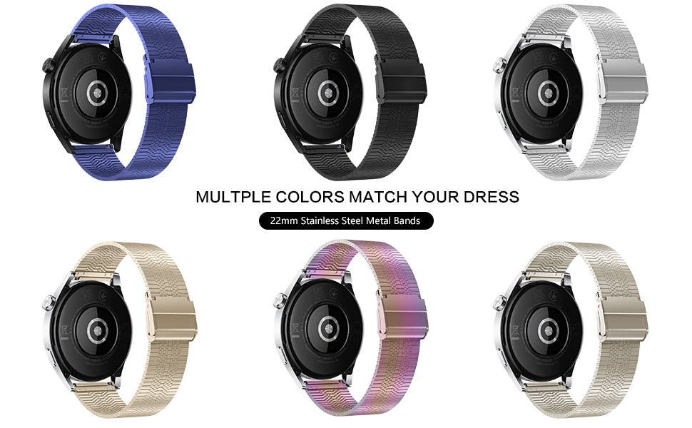 Kompatibel mit Huawei Watch GT4 Armband, 22mm Mesh Geschäft Metall