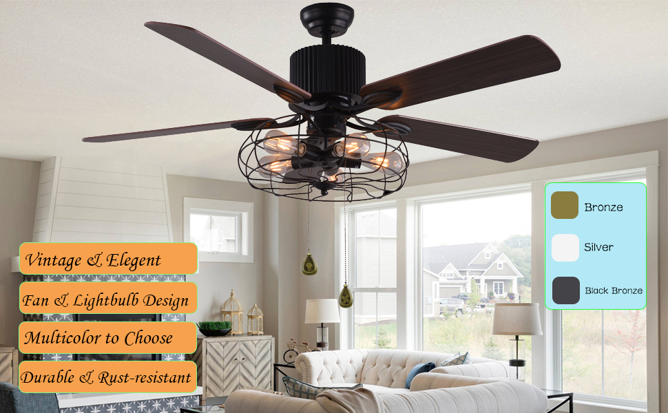 SURCIEL 2PCS Ceiling Fan Pull Chain, Bulb and Fan Pattern Pull Chain