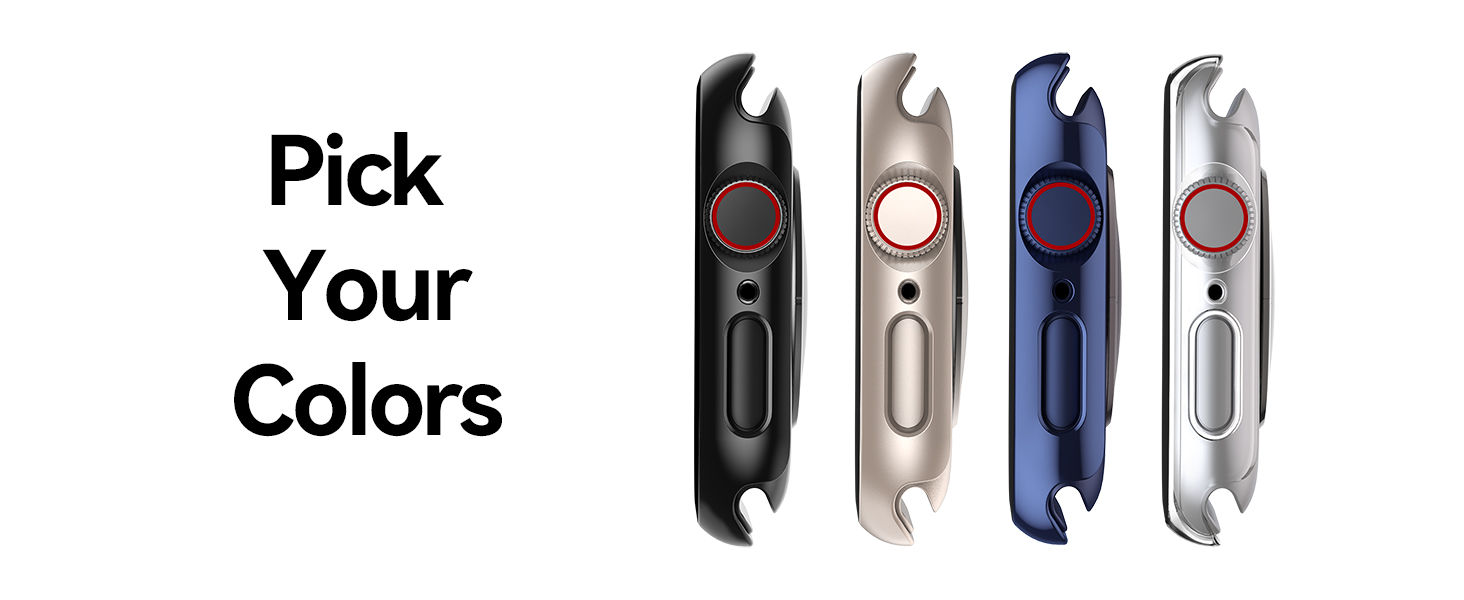 Smiling 2 Pack Case Compatible with Apple Watch Series 9/8 /7 45mm withTempered Glass Screen Protector, Hard PC Case Overall Protective Cover- Black 4 apple watch 41mm screen protector