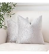 NiNi ALL Velvet Throw Pillow Covers Pack of 2 Silver Grey 18x18 Inch Decorative Luxurious Velour ...