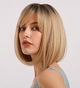 HAIRCUBE Blonde Bob Wig with Bangs