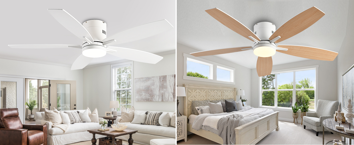 ceiling fan with light and remote flush mount