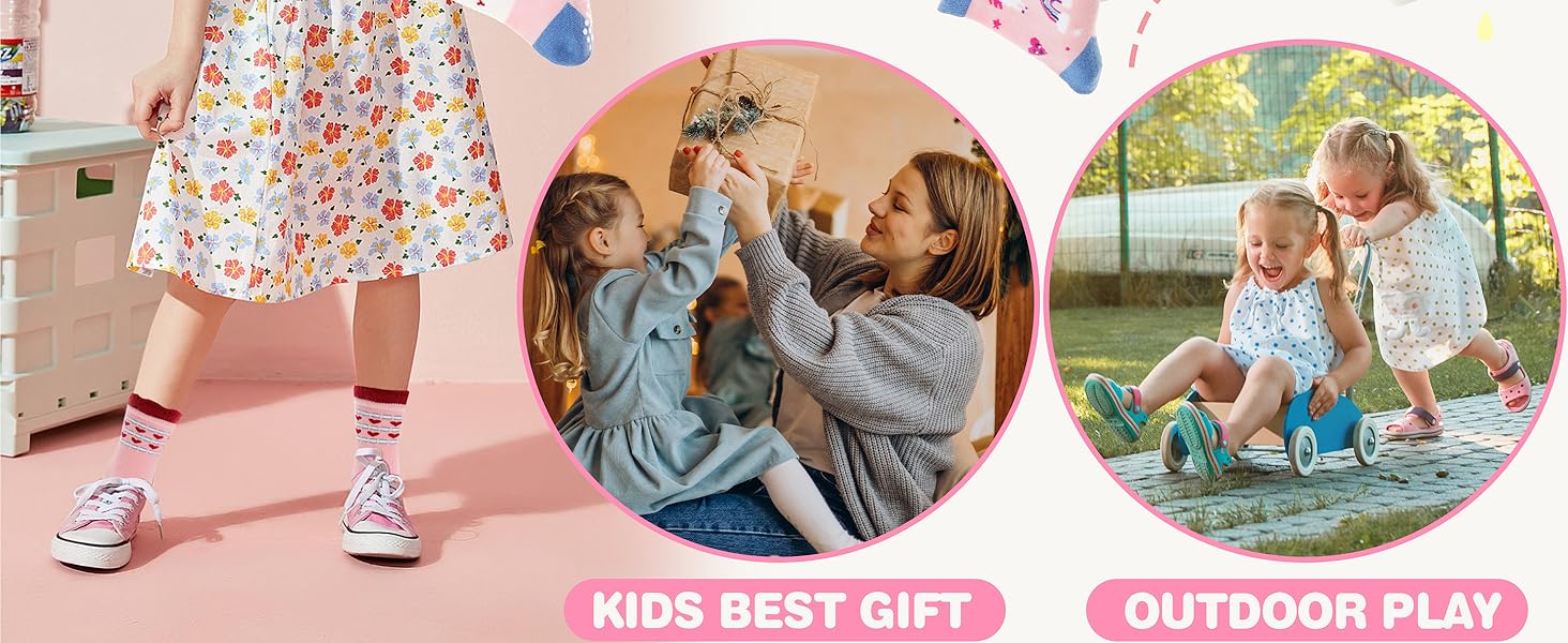 Welwoos 12 Pairs Baby Girls Toddlers Grips Socks