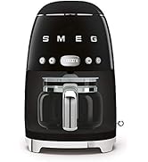 Smeg 50's Retro Style Aesthetic Drip Coffee Machine with 10 Cup Glass Carafe, Auto Start Feature,...