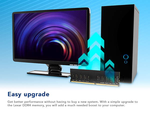 Lexar Desktop Memory 8GB DDR4 2666V20個 Lexar 8GB Single DDR4 UDIMM RAM 3200MT/s CL22 288-Pin