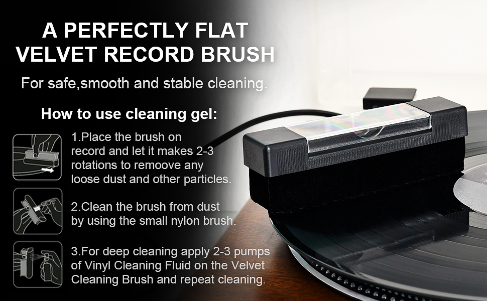 Vinyl Record Cleaner, Record Cleaning Kit 6Pcs, Velvet Record Brush