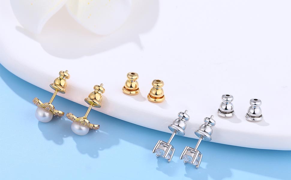 Moconar Locking Earring Backs for Studs, Hypoallergenic 18k