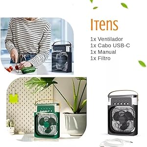 Ventilador portátil 3 em 1 com mini ar condicionado