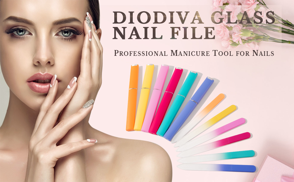 6 Pcs Glass Nail File with Case, Crystal Nail Files for