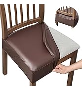 NILUOH Waterproof Seat Covers for Dining Room Chairs Set of 4, Pu Leather Chair Seat Slipcovers D...