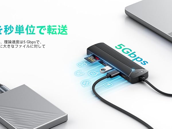 Amazon | Yottamaster USB Cハブ 7-IN-1 USB ハブ Type-C PD