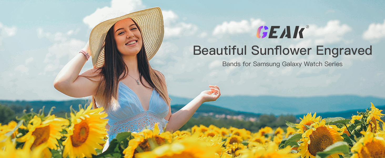 GEAK Sunflower Engraved Bands for Samsung Watch 5 Bands