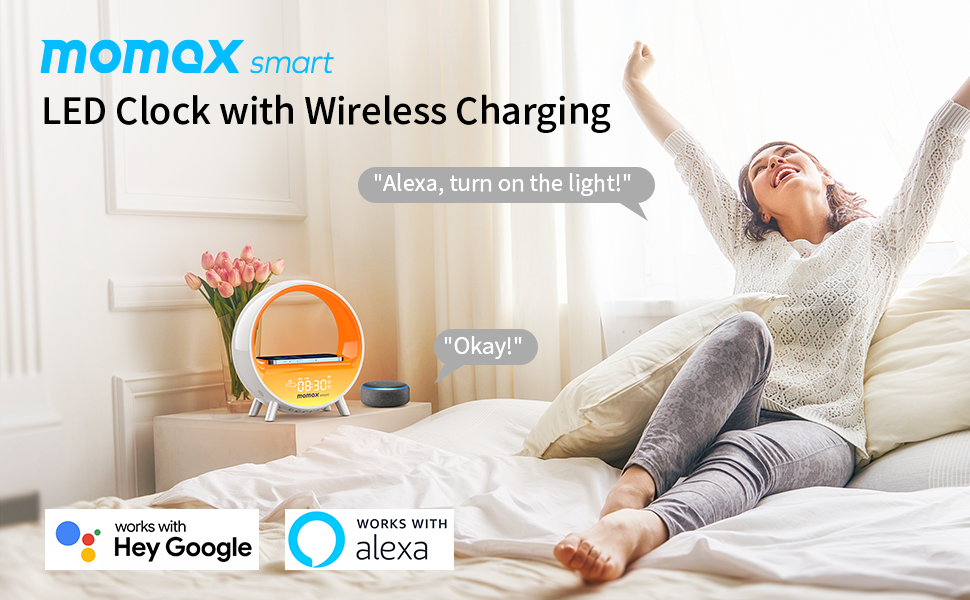 momax smart Sunrise Alarm Clock, Wireless Charging Alarm