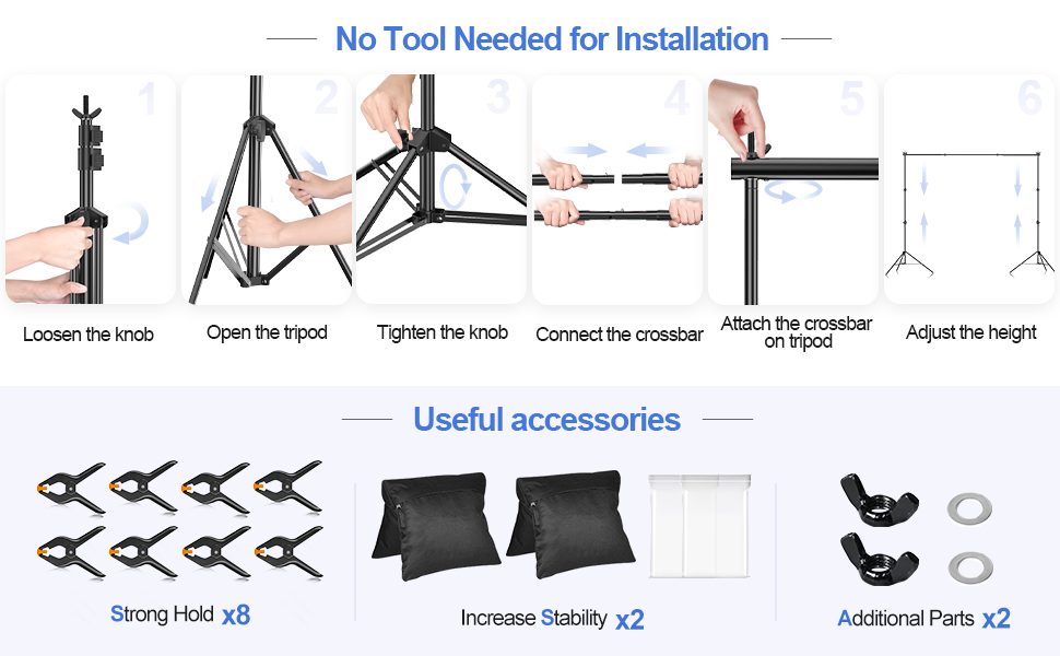 EMART Photo Video Studio 10Ft(3m) Adjustable Background Stand Backdrop