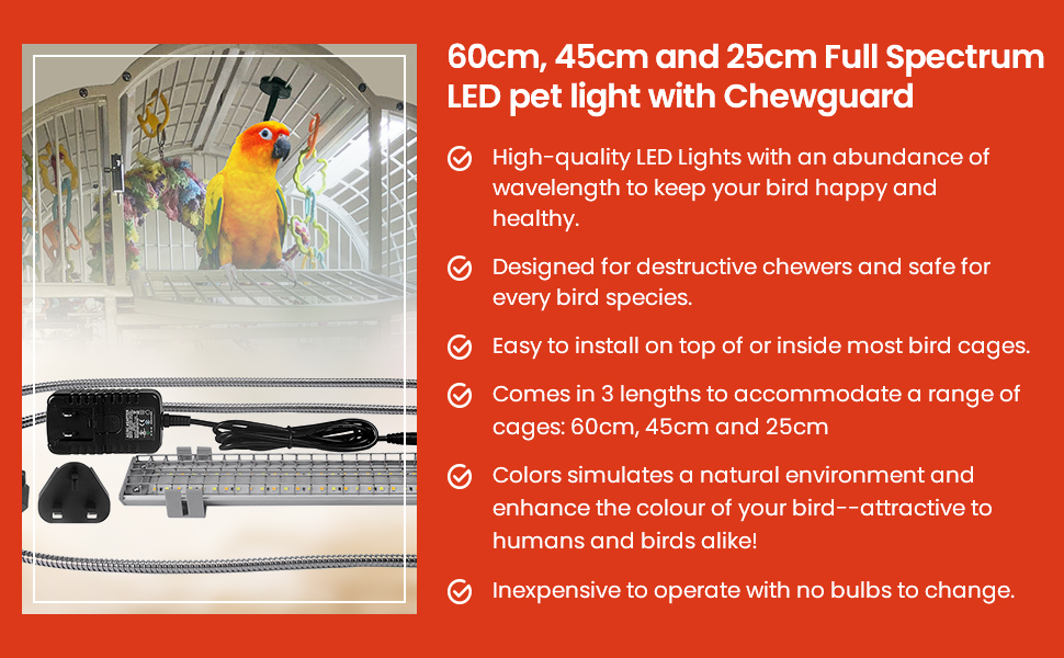 HappyBird Lighting Company Bird Cage Light with Chew Guard for