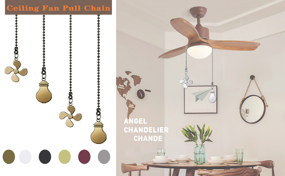 4 Pieces Ceiling Fan Pull Chain, Ceiling Fan Pulls Decorative, Ceiling