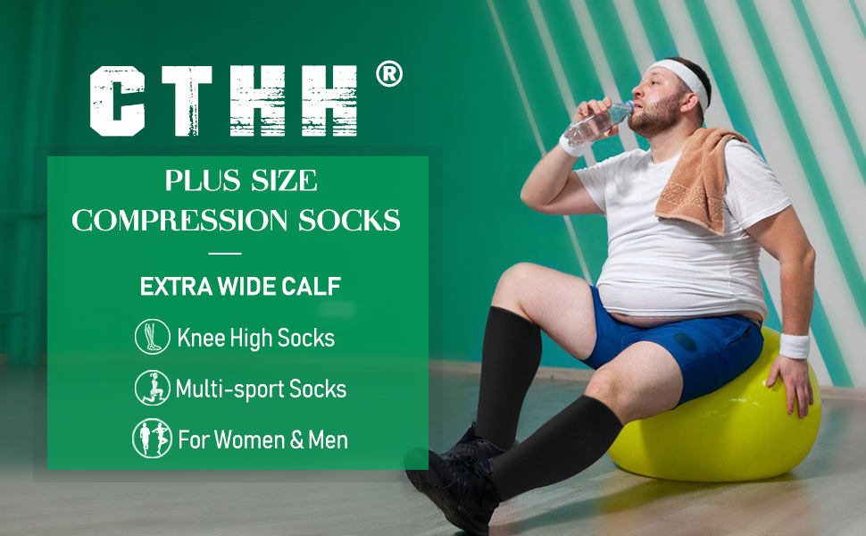 3 Pack Plus Size Copper Compression Socks for Women & Men, 2030 mmhg Extra Wide