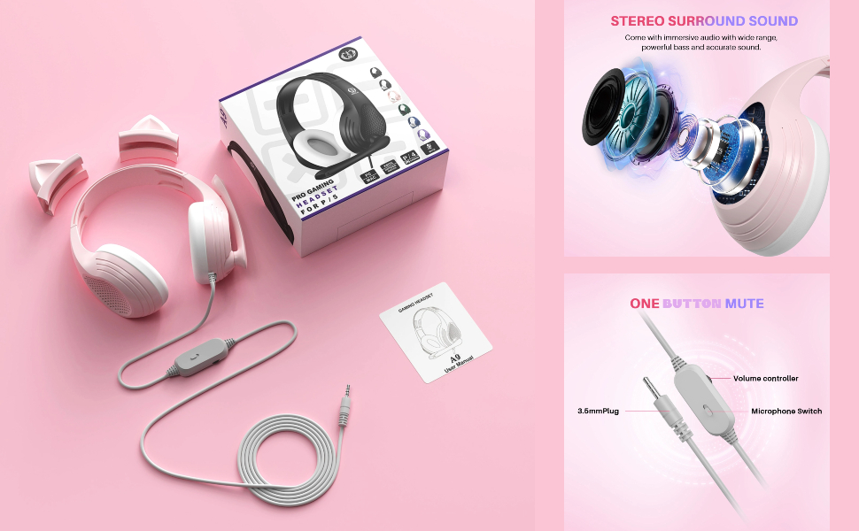Pink headphones with cat ears
