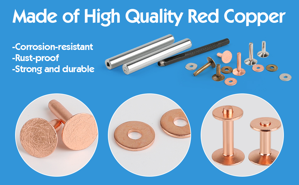 24 Sets Coppers Rivets and Burrs 2 Sizes 3.5mm Leather