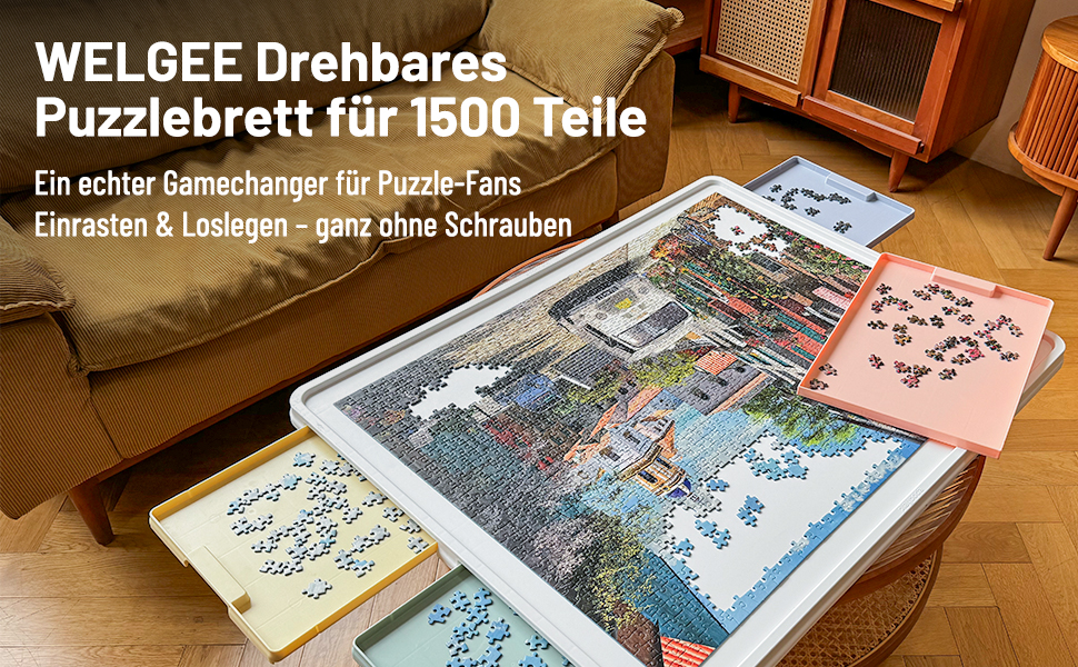 puzzlebrett 1500 teile drehbar mit schubladen.