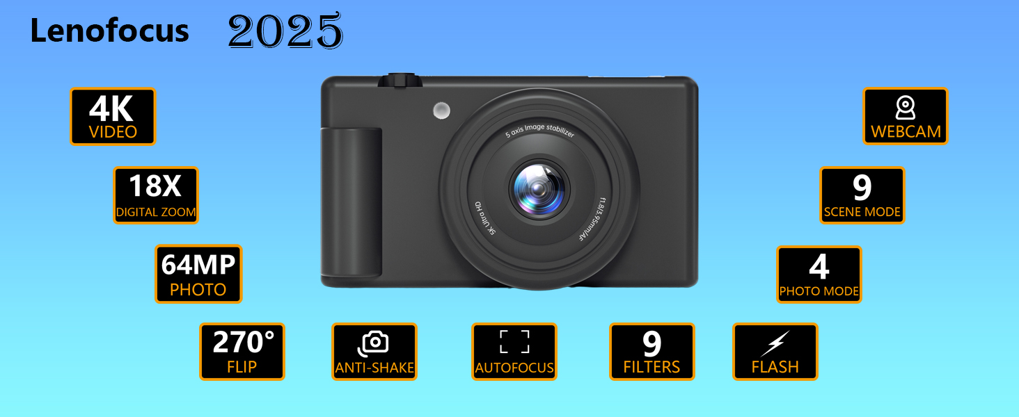 Lenofocus 5k digital camera vlogging camera photography camera