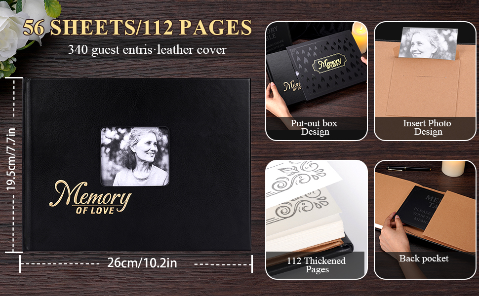 COMBIUBIU Funeral Guest Book,Guest Book for Memorial