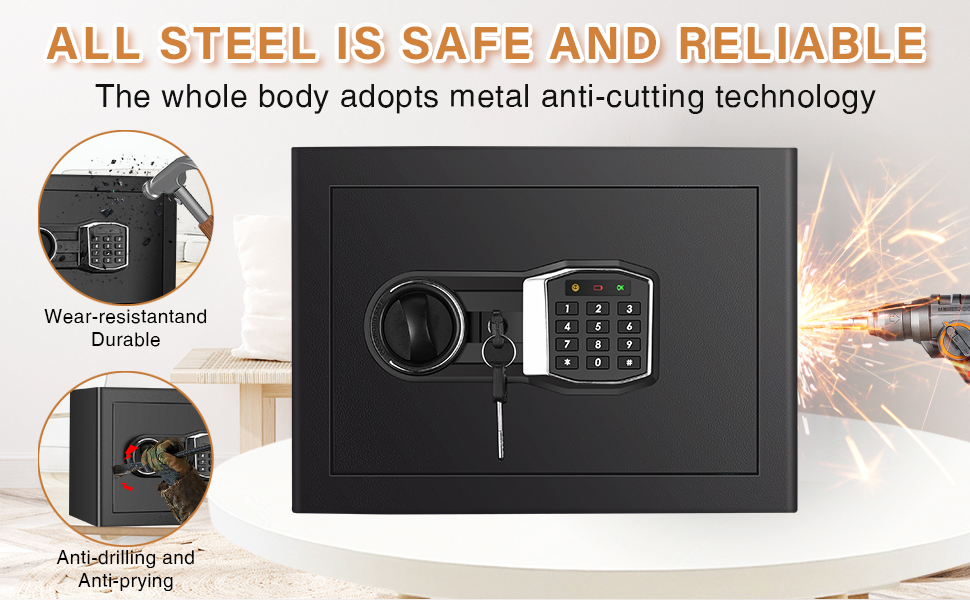 1.2 Cub Home Safe Fireproof Waterproof, Fireproof Safe Box with